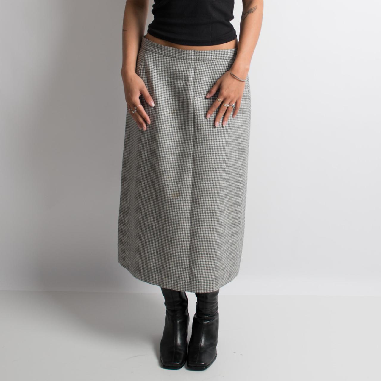 HOUNDSTOOTH WOOL MIDI SKIRT