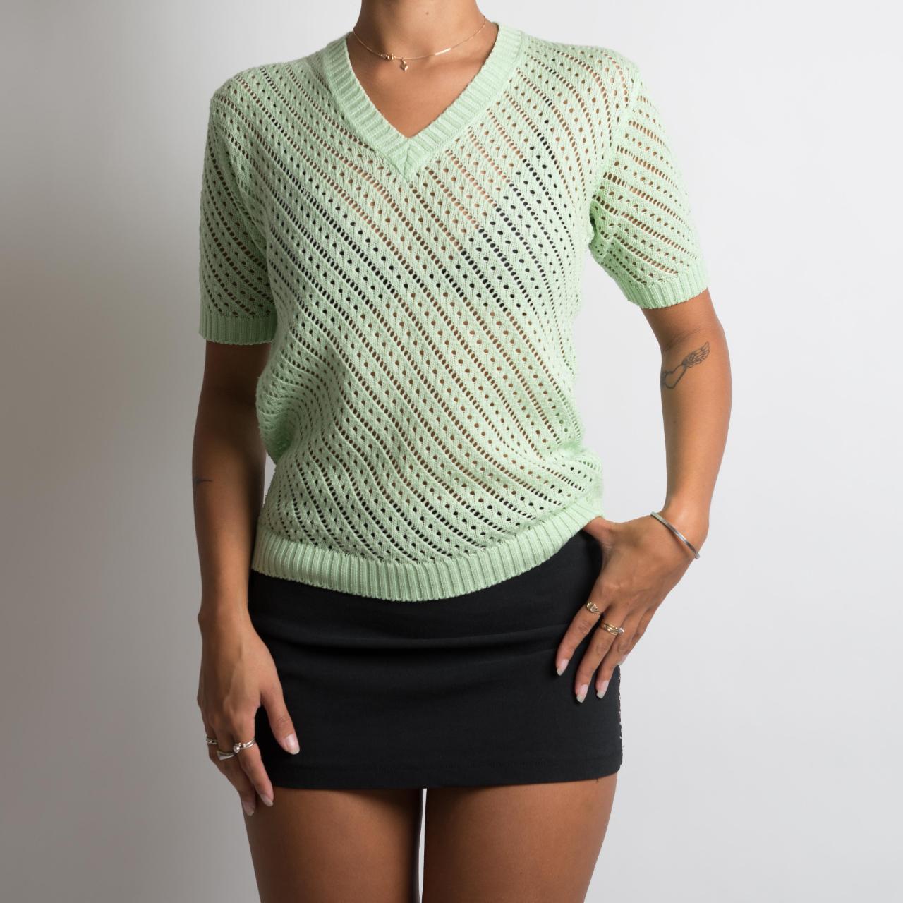 SHEER GREEN KNIT TOP