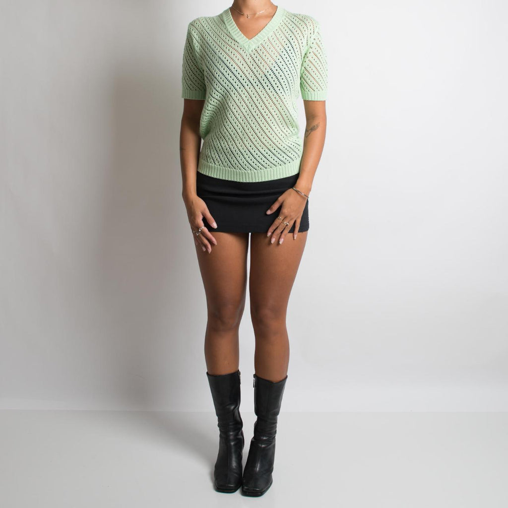 SHEER GREEN KNIT TOP