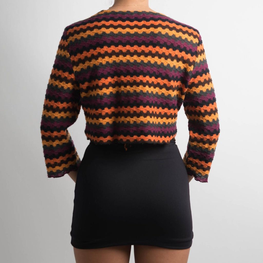 PATTERNED KNIT WRAP TOP