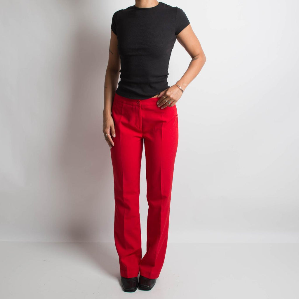 RED STRAIGHT LEG PANTS