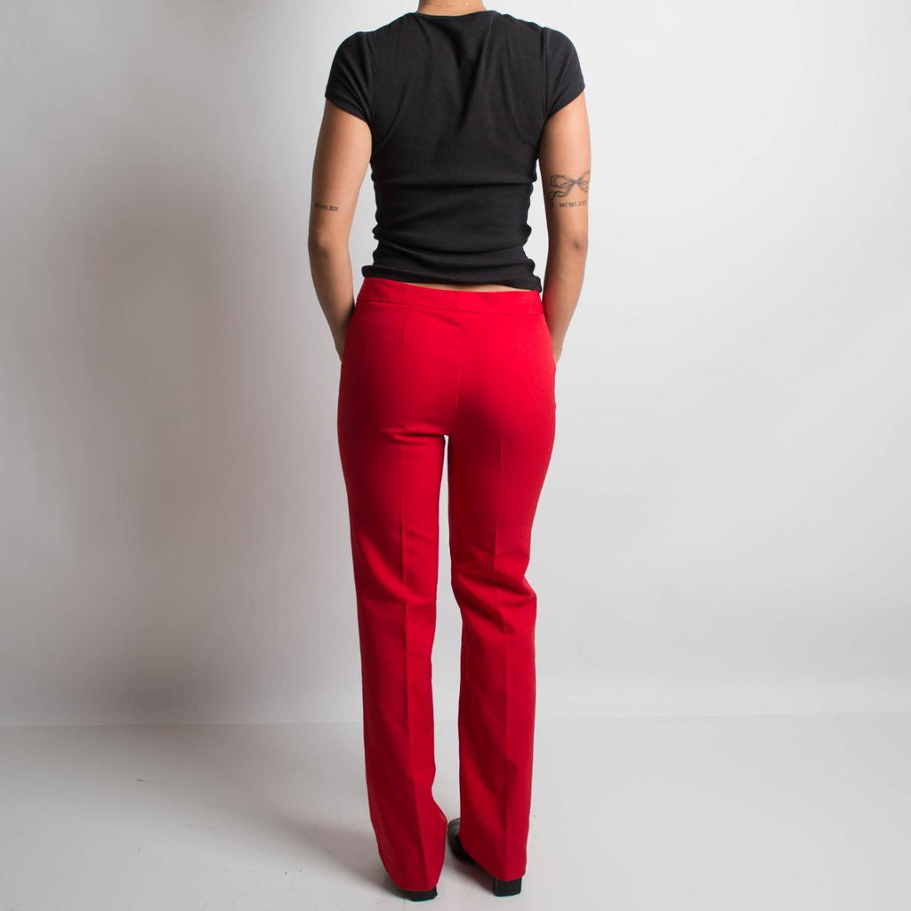 RED STRAIGHT LEG PANTS