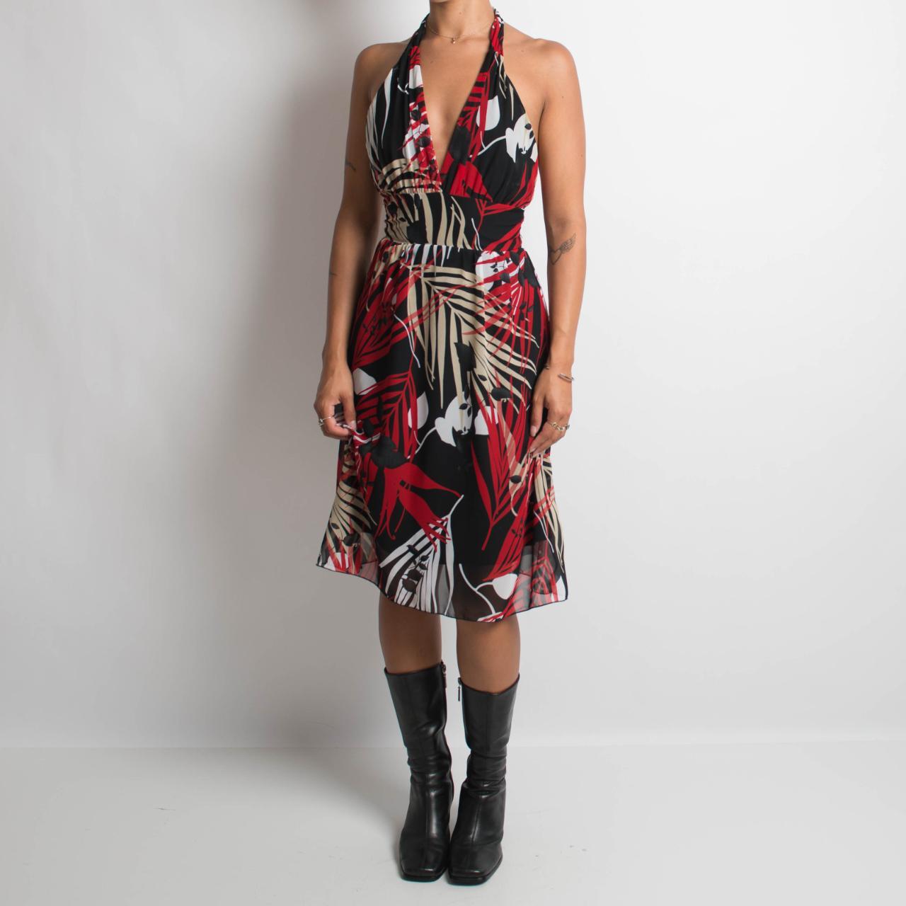 PATTERNED HALTERNECK DRESS