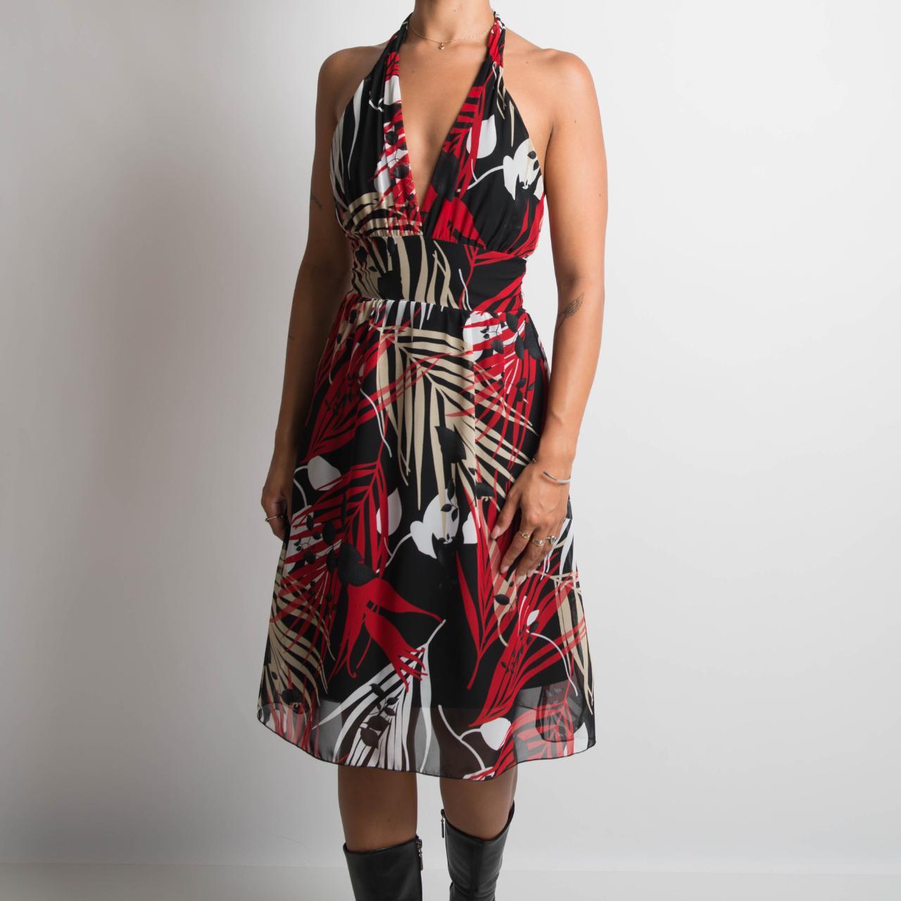 PATTERNED HALTERNECK DRESS