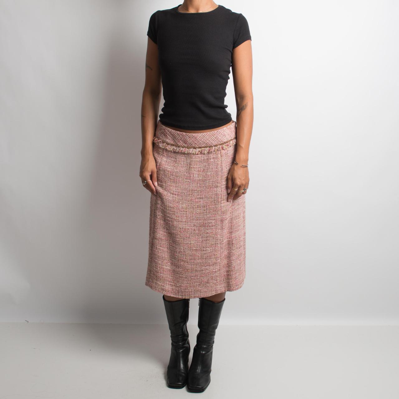 PINK TWEED MIDI SKIRT