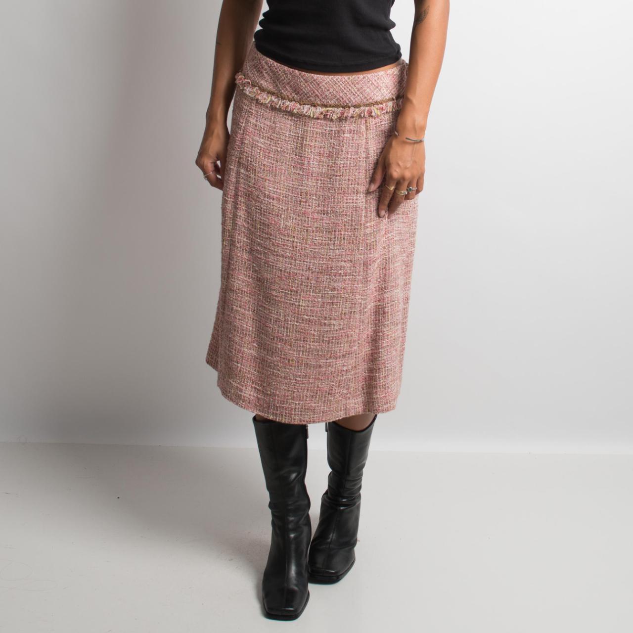 PINK TWEED MIDI SKIRT