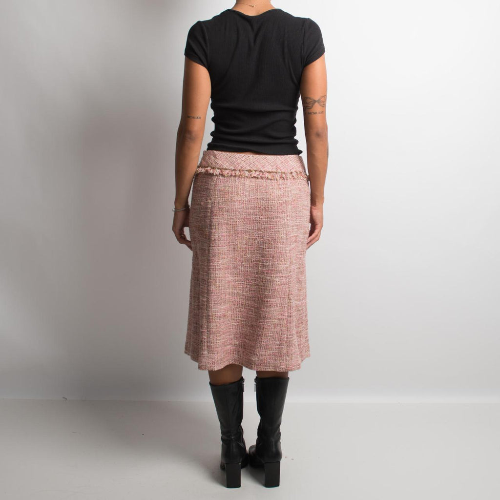 PINK TWEED MIDI SKIRT