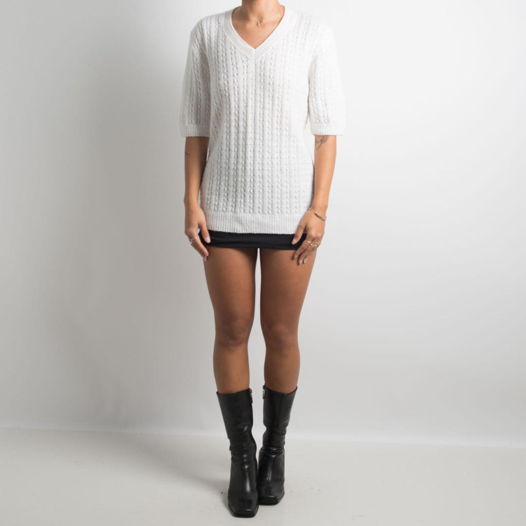 SHORT SLEEVE KNIT TOP