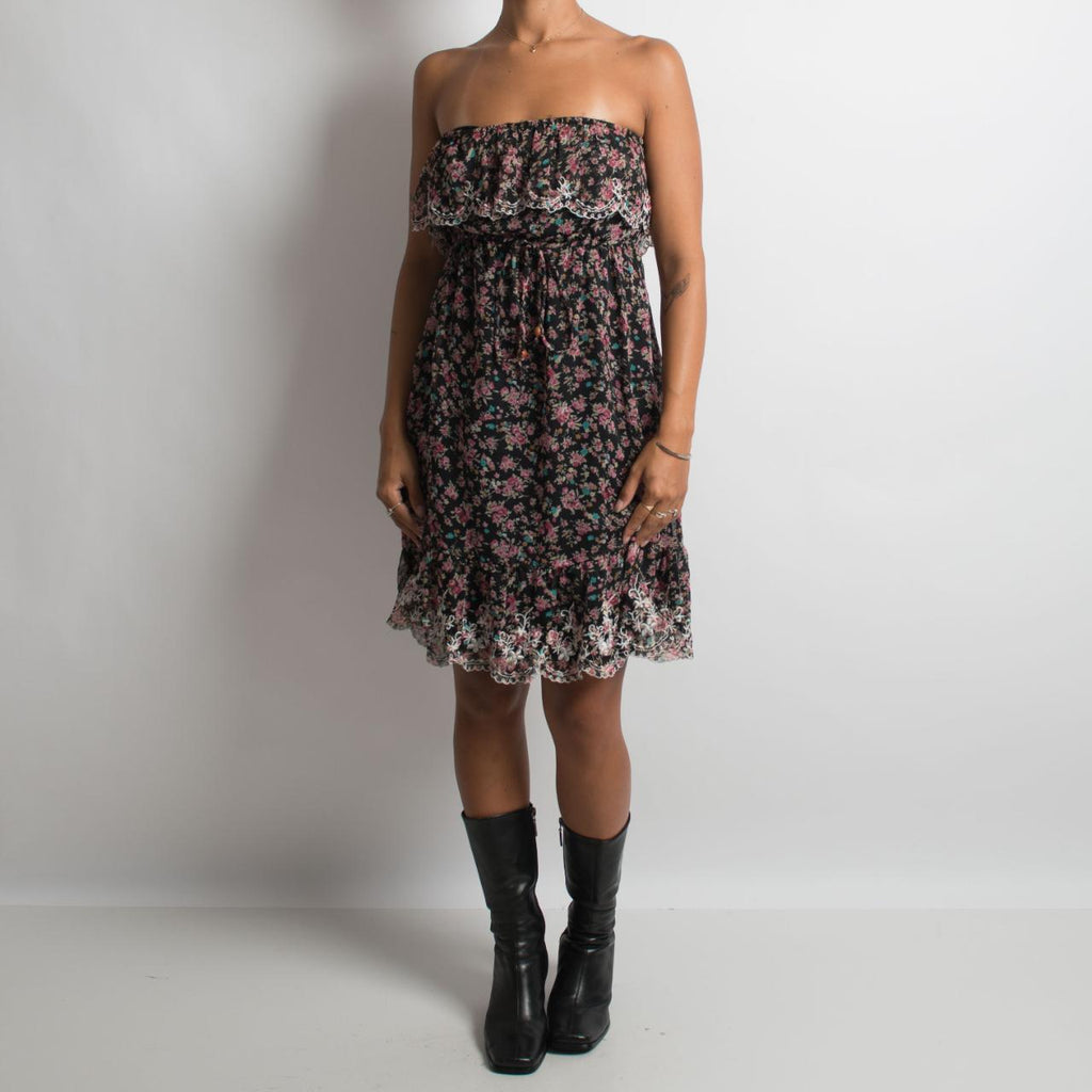 FLORAL STRAPLESS DRESS