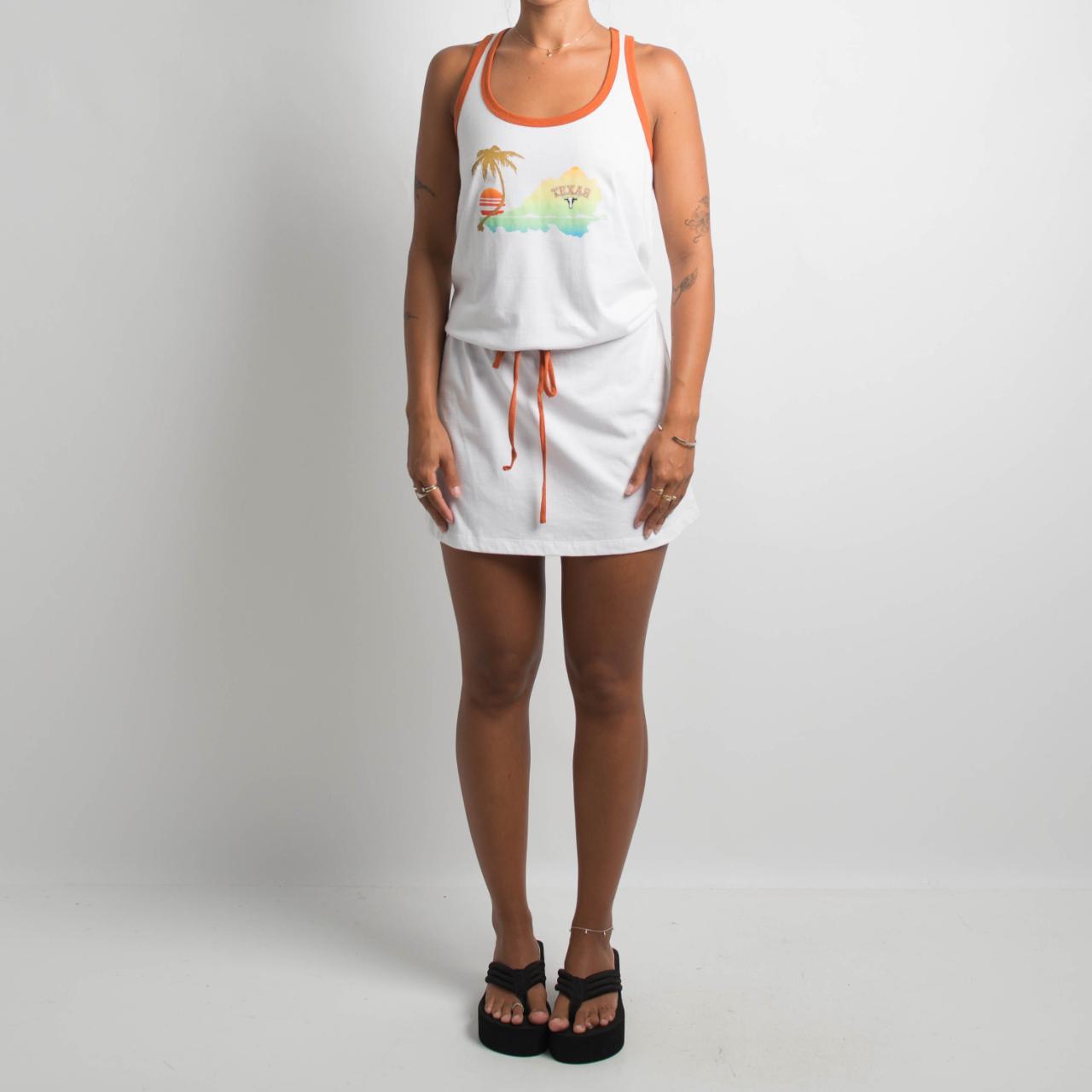 WHITE DRAWSTRING DRESS