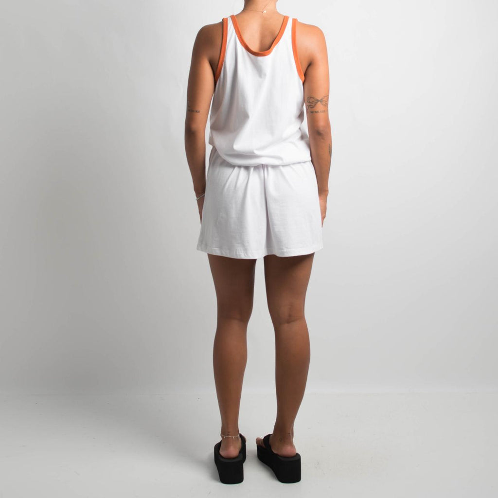 WHITE DRAWSTRING DRESS