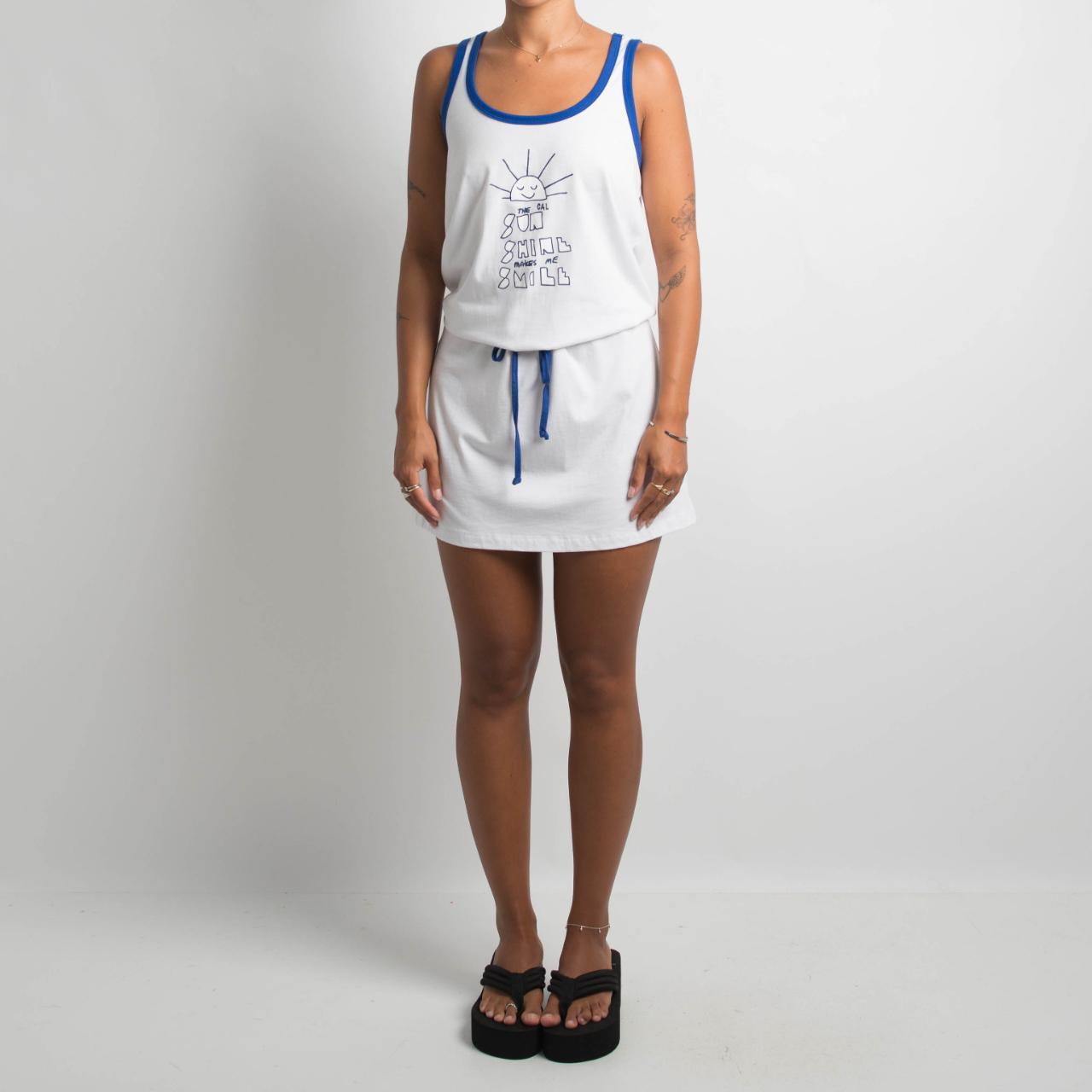 WHITE DRAWSTRING DRESS