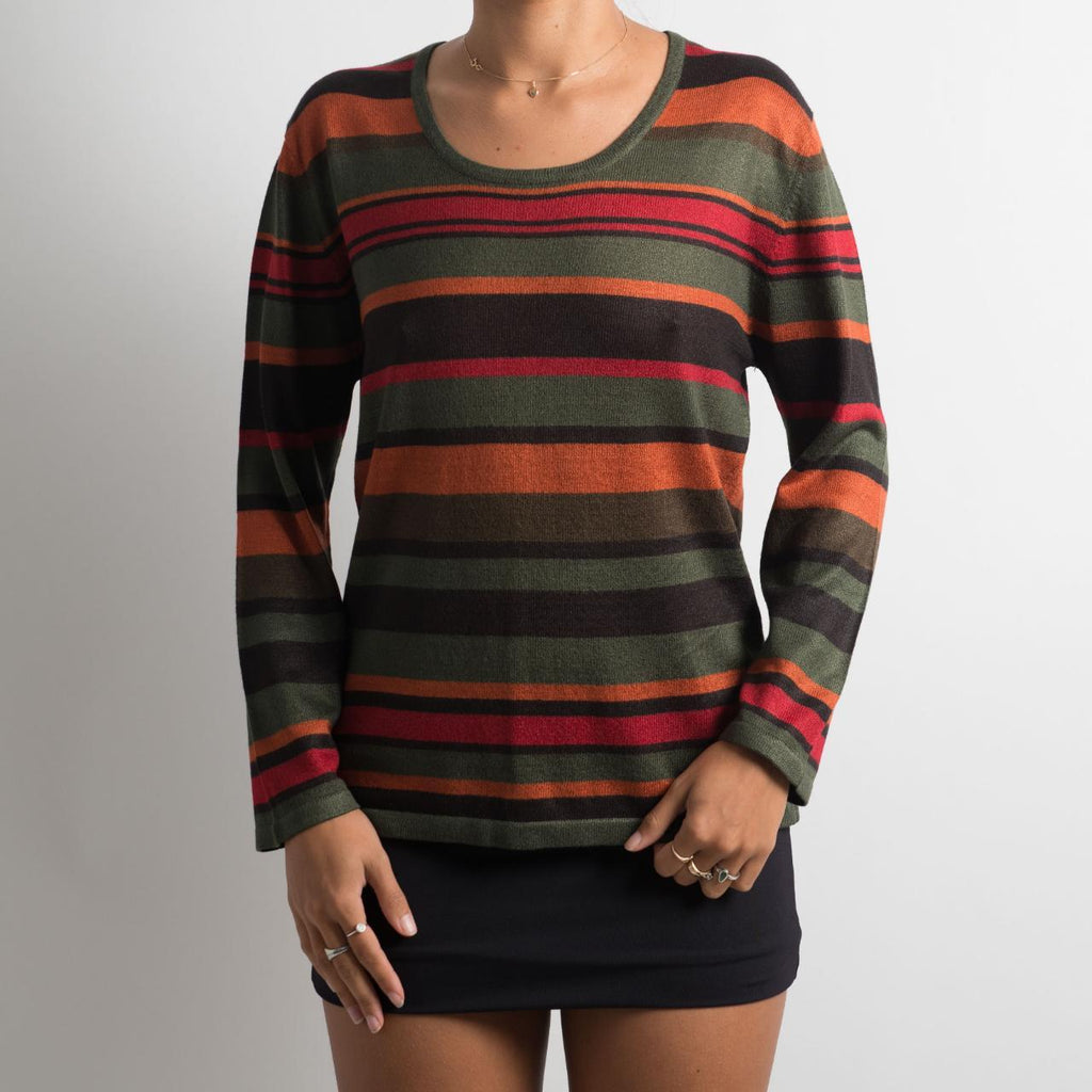 STRIPED KNIT LONG SLEEVE TOP