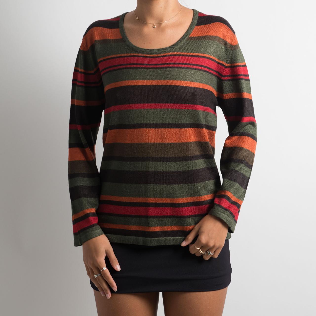 STRIPED KNIT LONG SLEEVE TOP