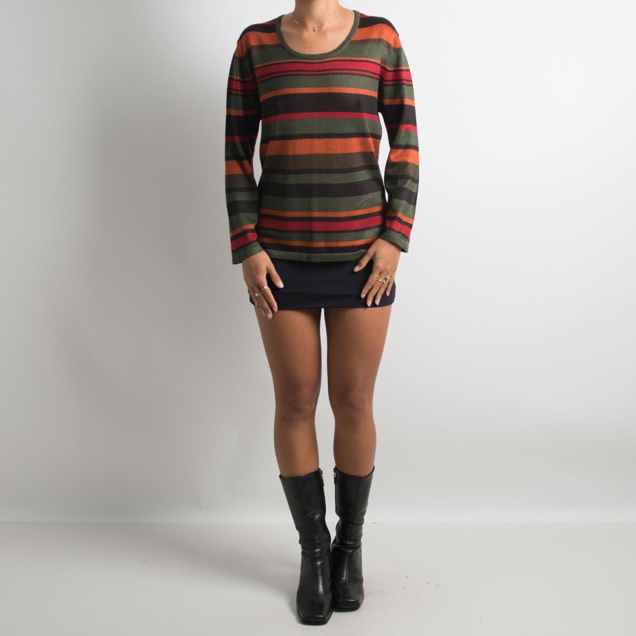 STRIPED KNIT LONG SLEEVE TOP
