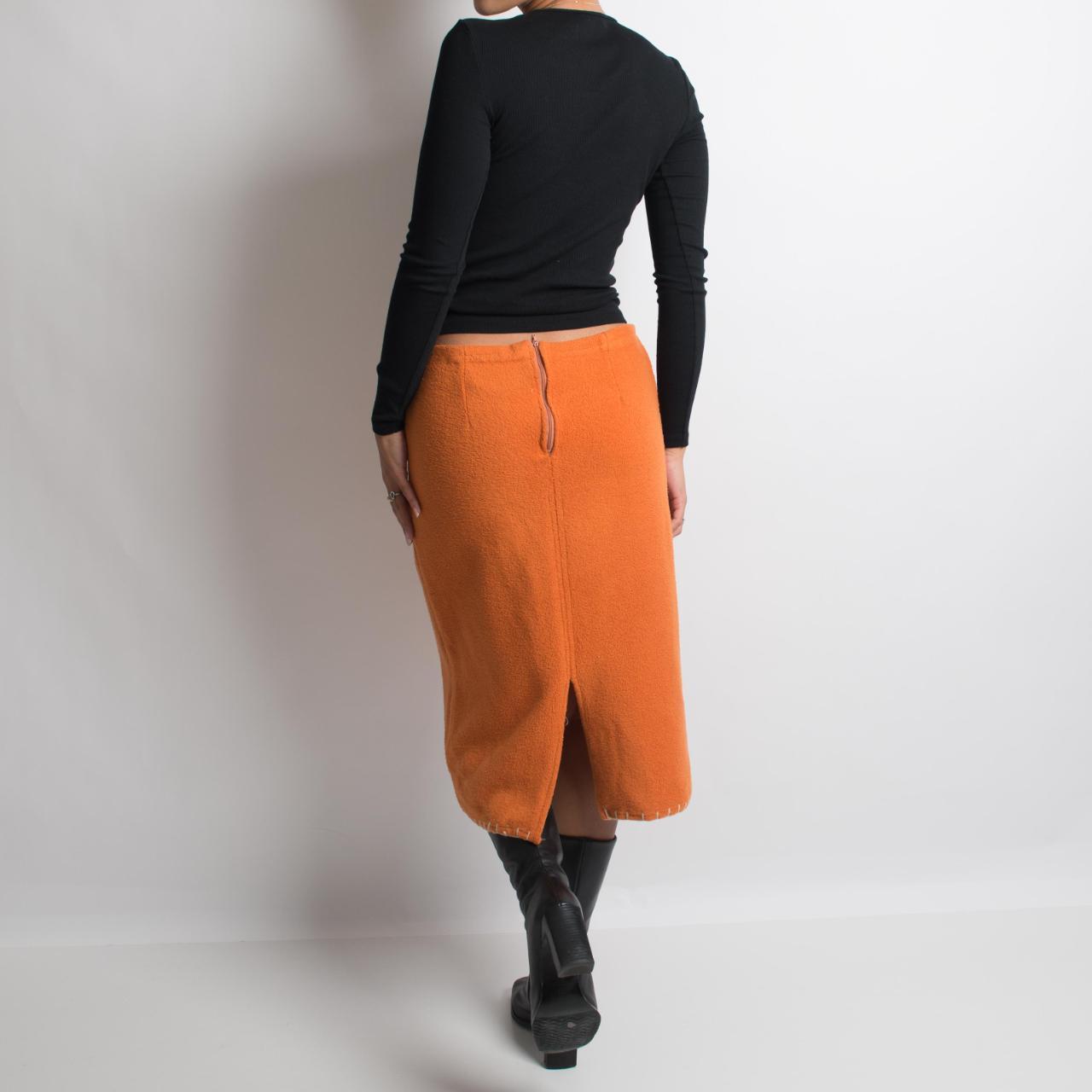 ORANGE FLEECE MIDI SKIRT
