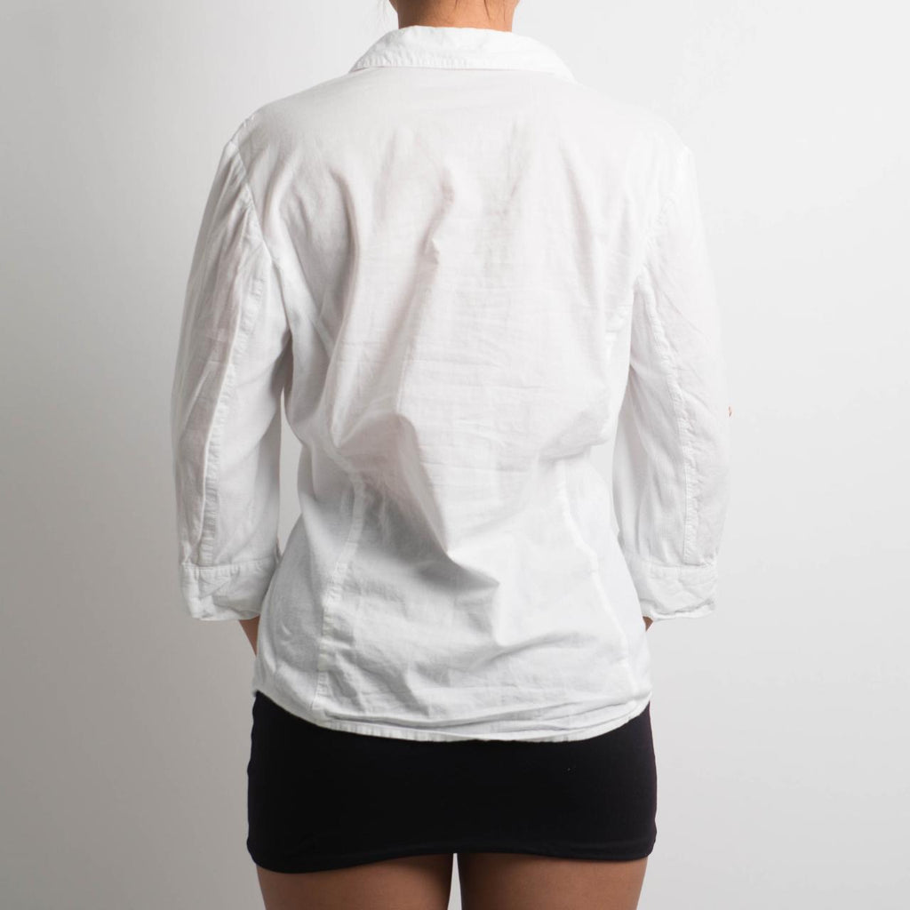 WHITE 3/4 SLEEVE BLOUSE