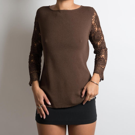 BROWN CROCHET LONG SLEEVE