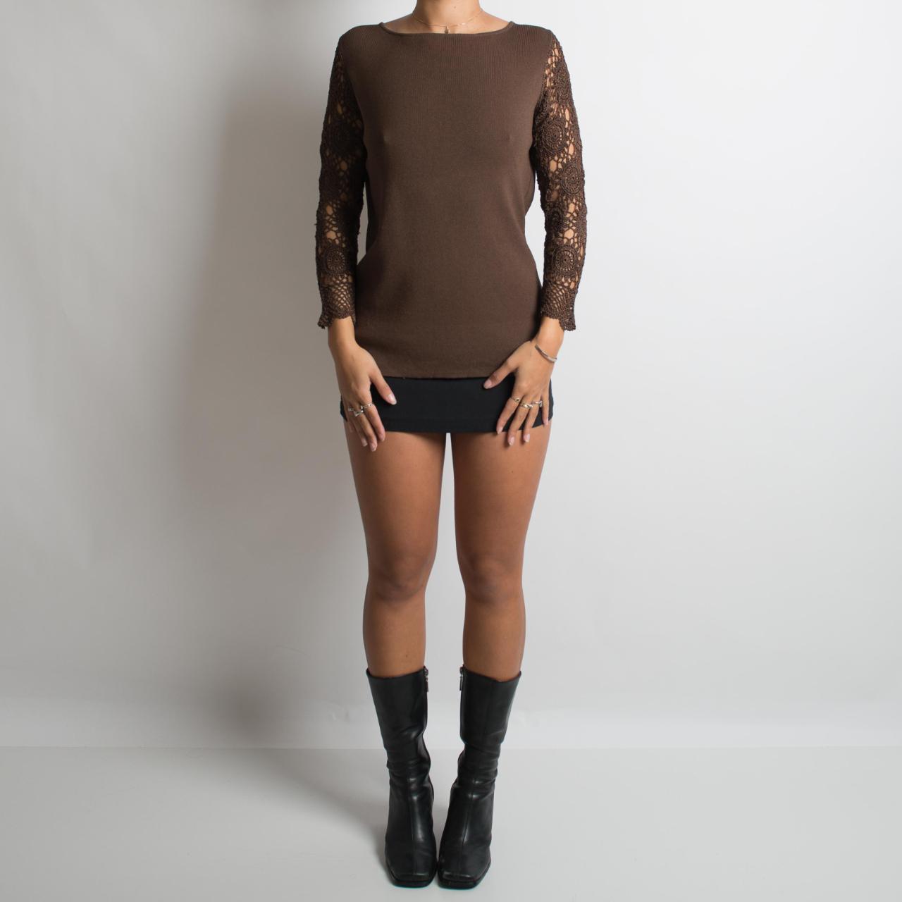 BROWN CROCHET LONG SLEEVE