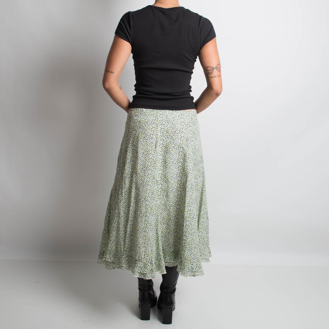 GREEN PATTERNED MIDI SKIRT