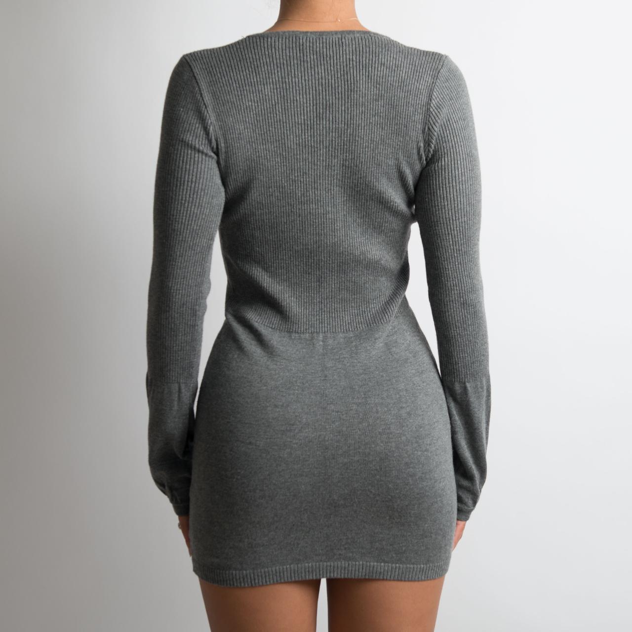 GREY LONG SLEEVE MINI DRESS