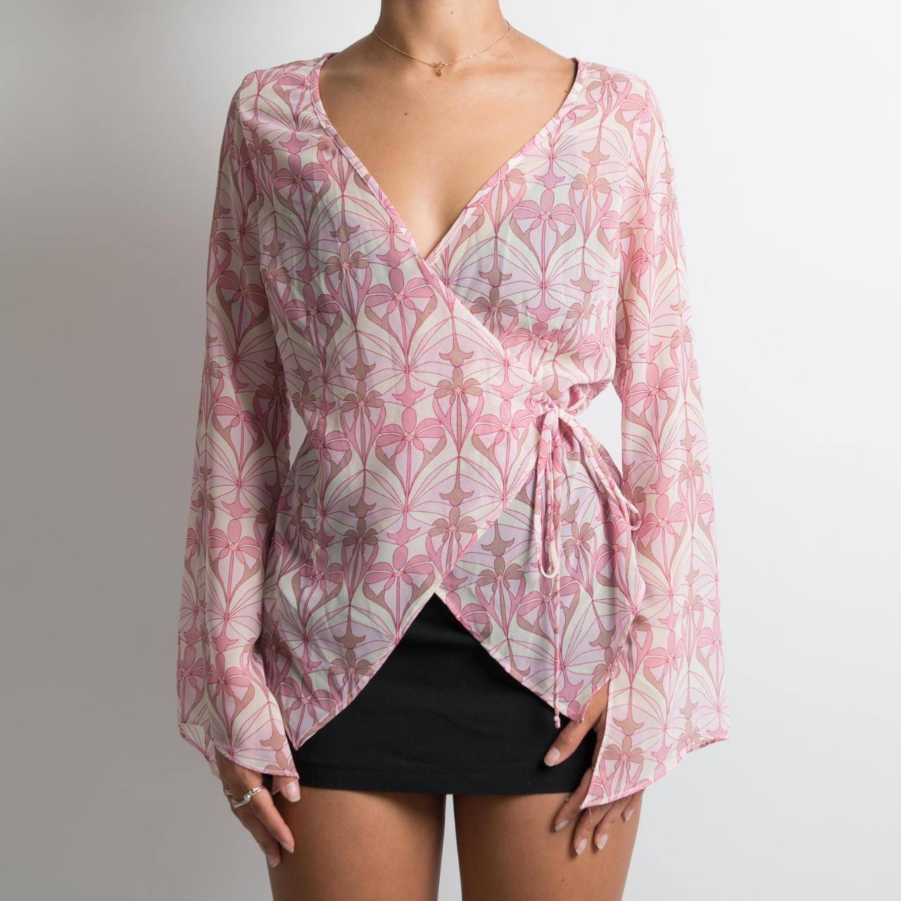 PINK SHEER PATTERNED LONG SLEEVE