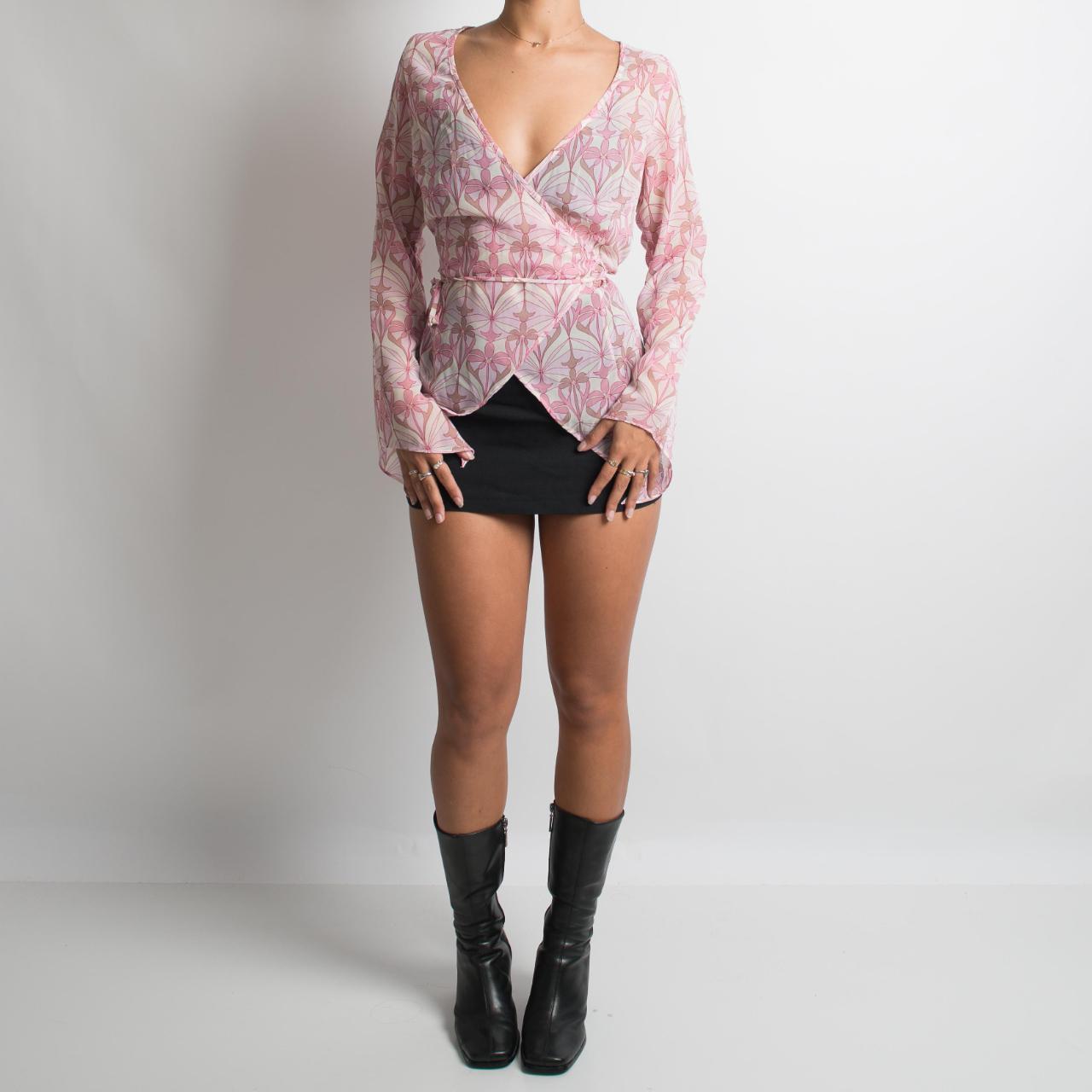 PINK SHEER PATTERNED LONG SLEEVE