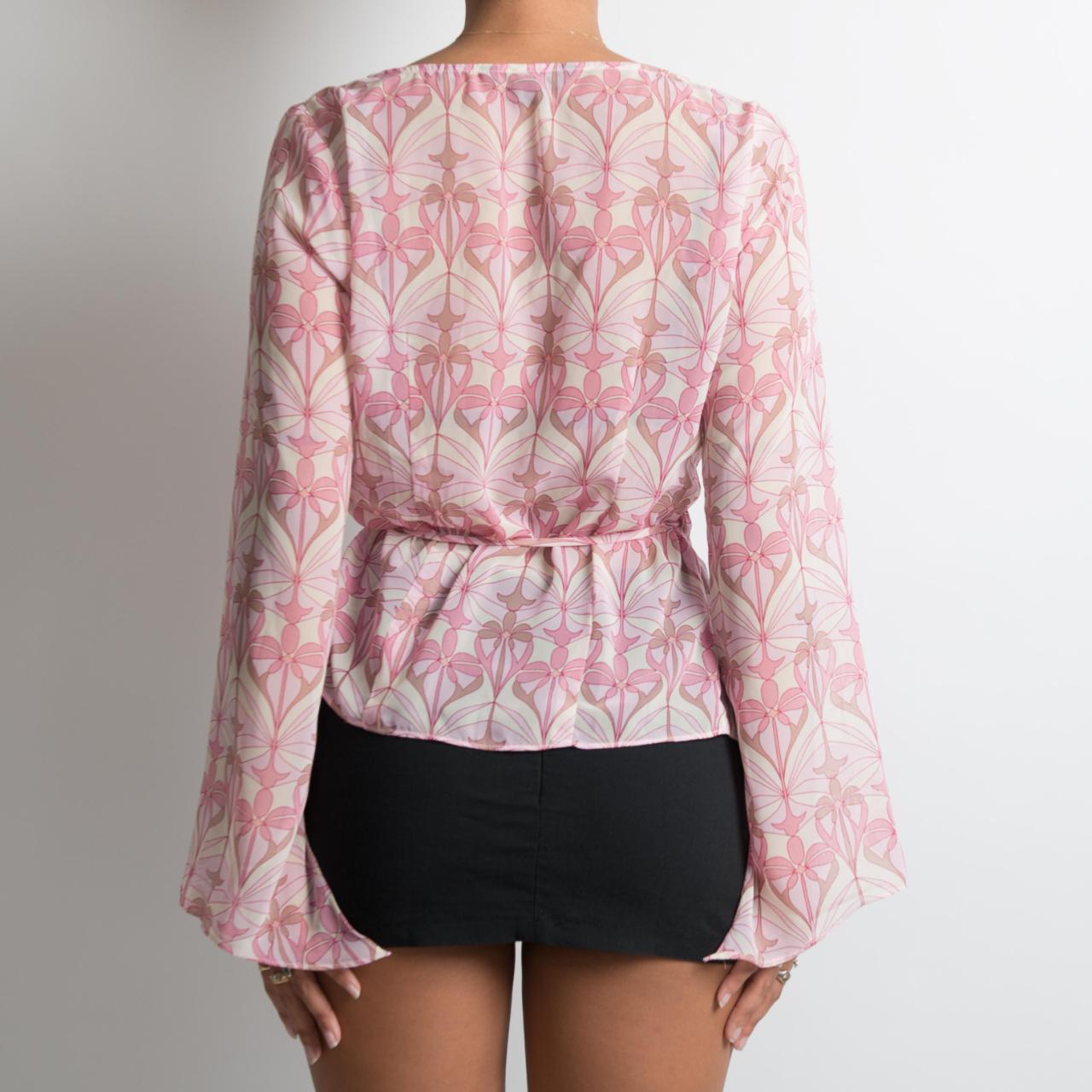 PINK SHEER PATTERNED LONG SLEEVE