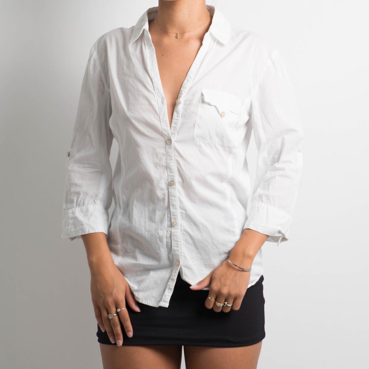 WHITE 3/4 SLEEVE BLOUSE