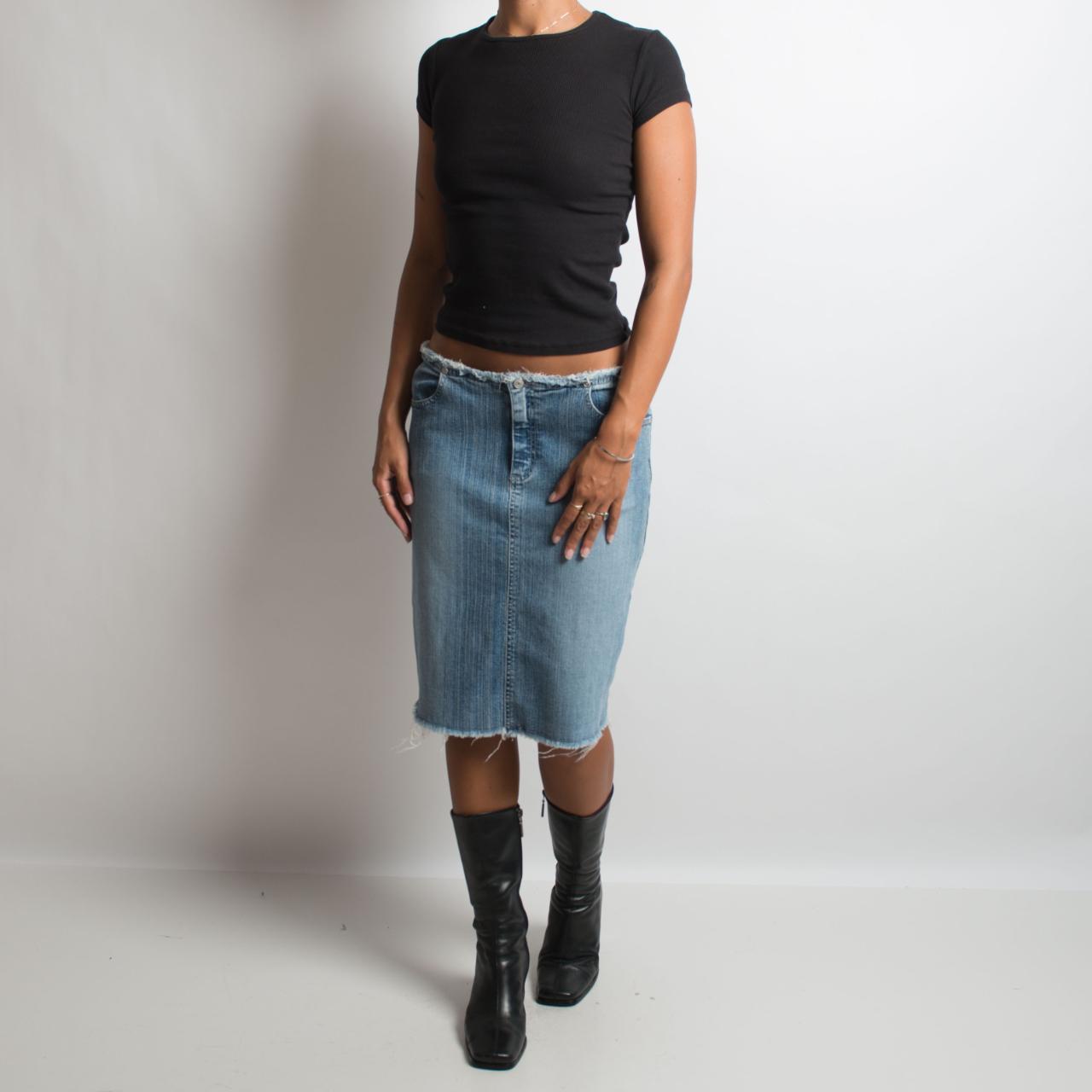 MID WASH DENIM MIDI SKIRT