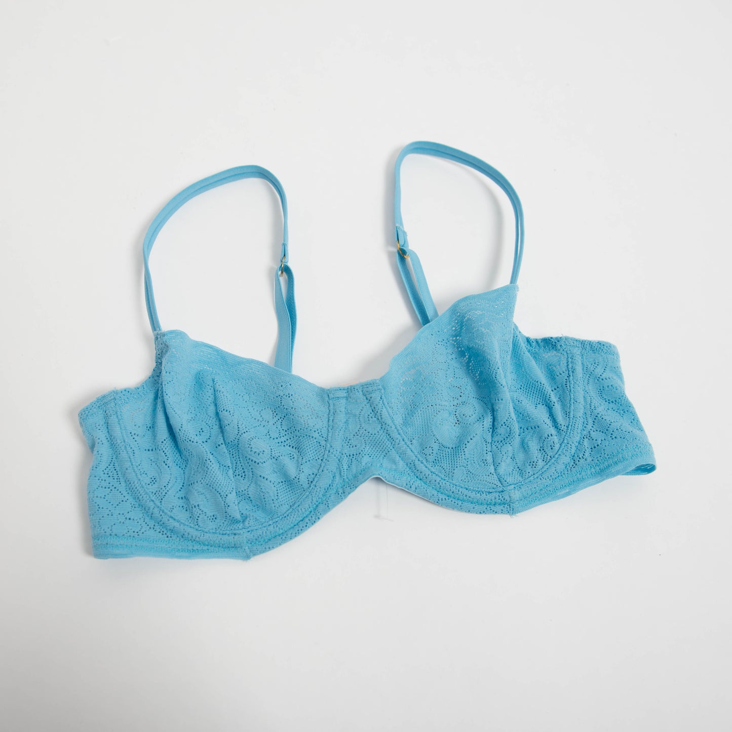 BLUE STRETCH LACE BRA - 34B