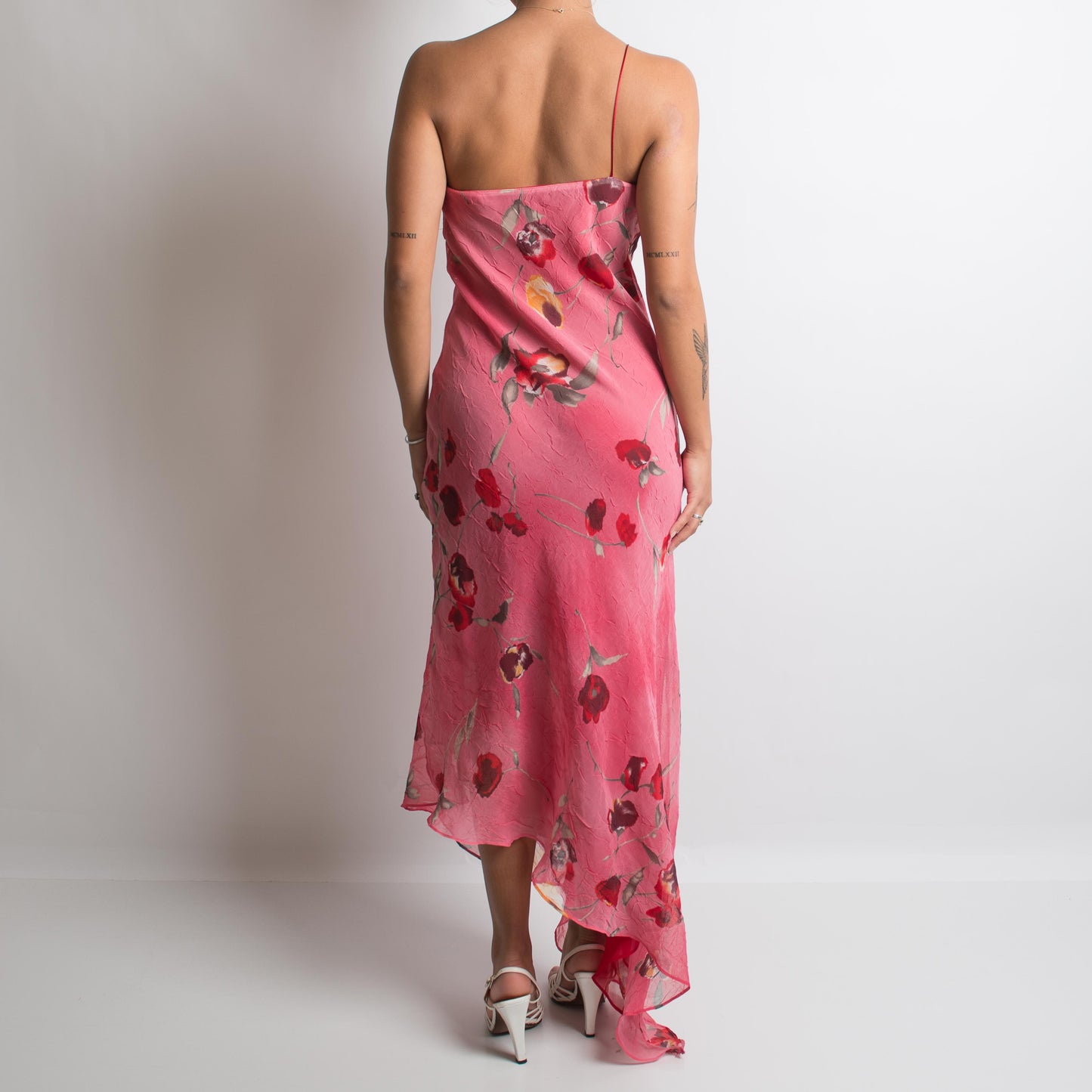 PINK FLORAL ONE SHOULDER GOWN