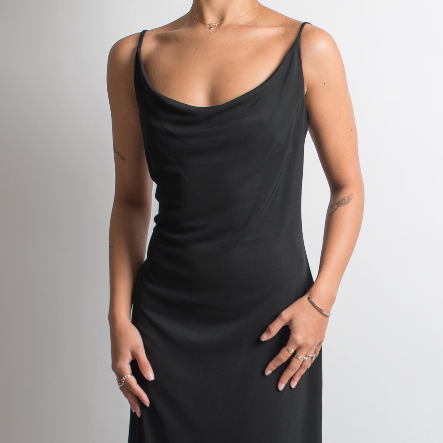 BLACK COWL NECK GOWN