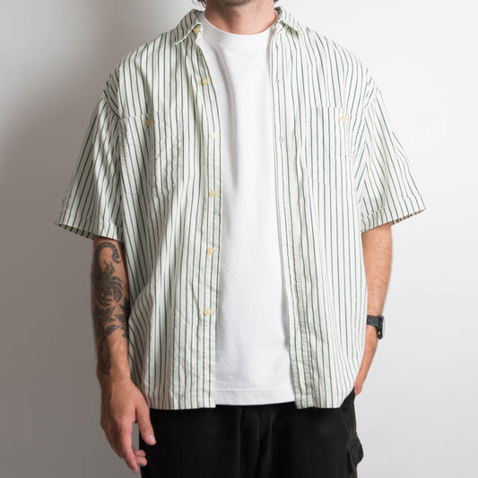 GREEN STRIPED BUTTON UP