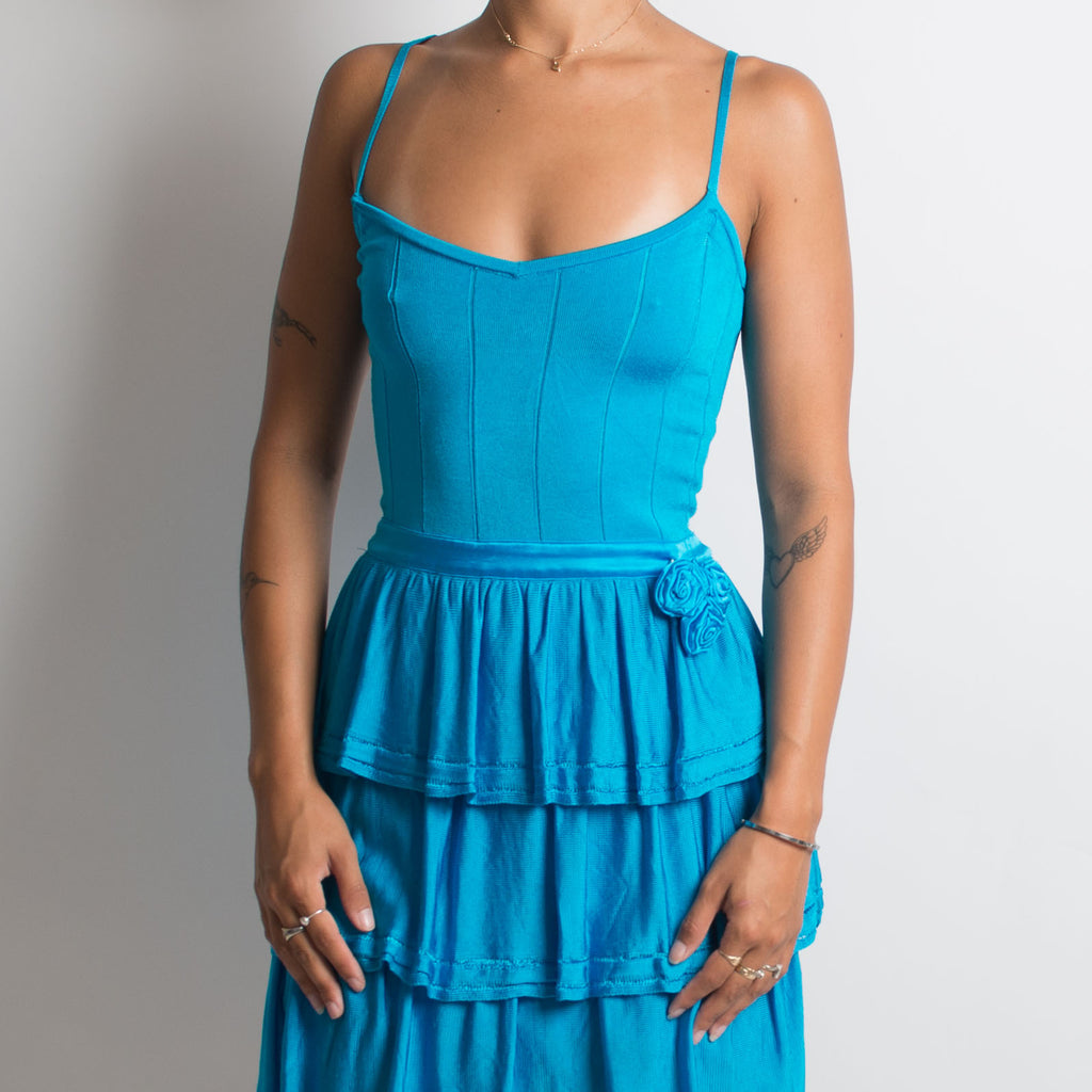 BRIGHT BLUE TIERED DRESS